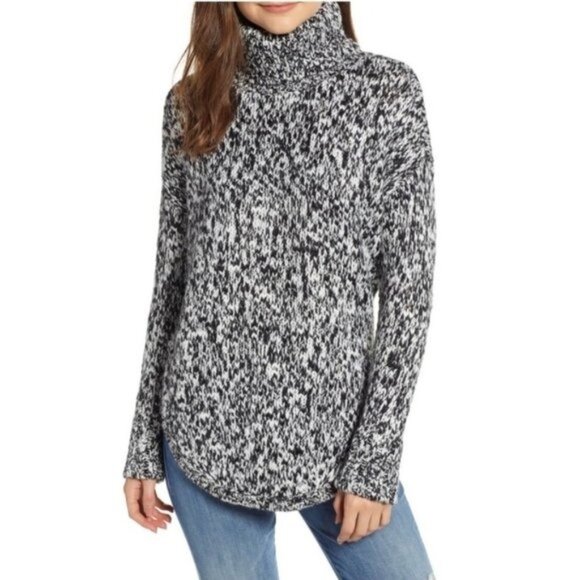 Nordstrom Treasure & Bond Turtleneck Sweater Tunic in Black Combo - Picture 4 of 13